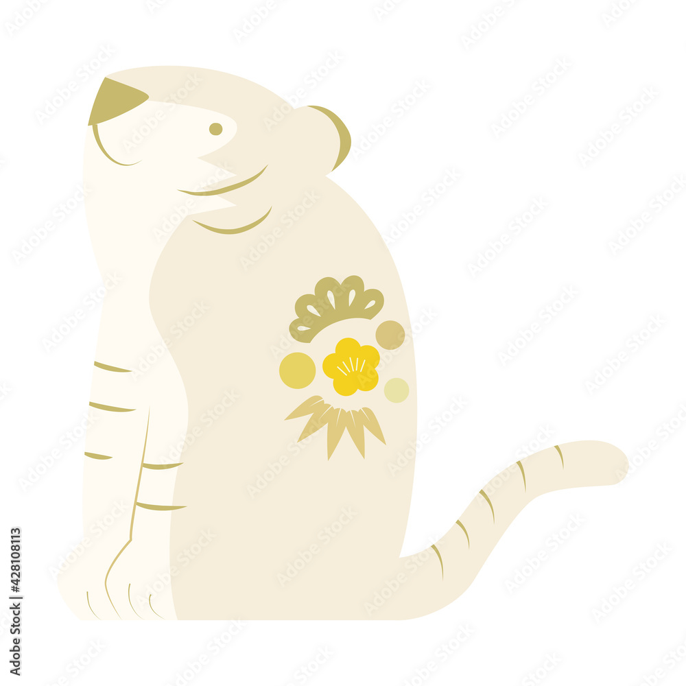 横向きに座るトラの人形のイラスト 陶器風バージョン Stock Vector Adobe Stock