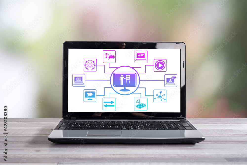 Online school concept on a laptop screen Online school concept on a laptop screen