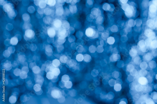 Hexagonal bokeh or blur background with a beautiful blue color