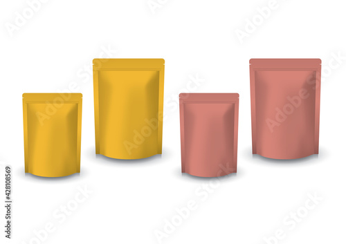 Blank gold and copper standing ziplock bag (2 sizes) for food or healthy product.