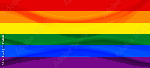 Flag LGBT squared icon, badge or button. Template design, vector illustration. Love wins. LGBT symbol in rainbow colors. Gay pride textile background