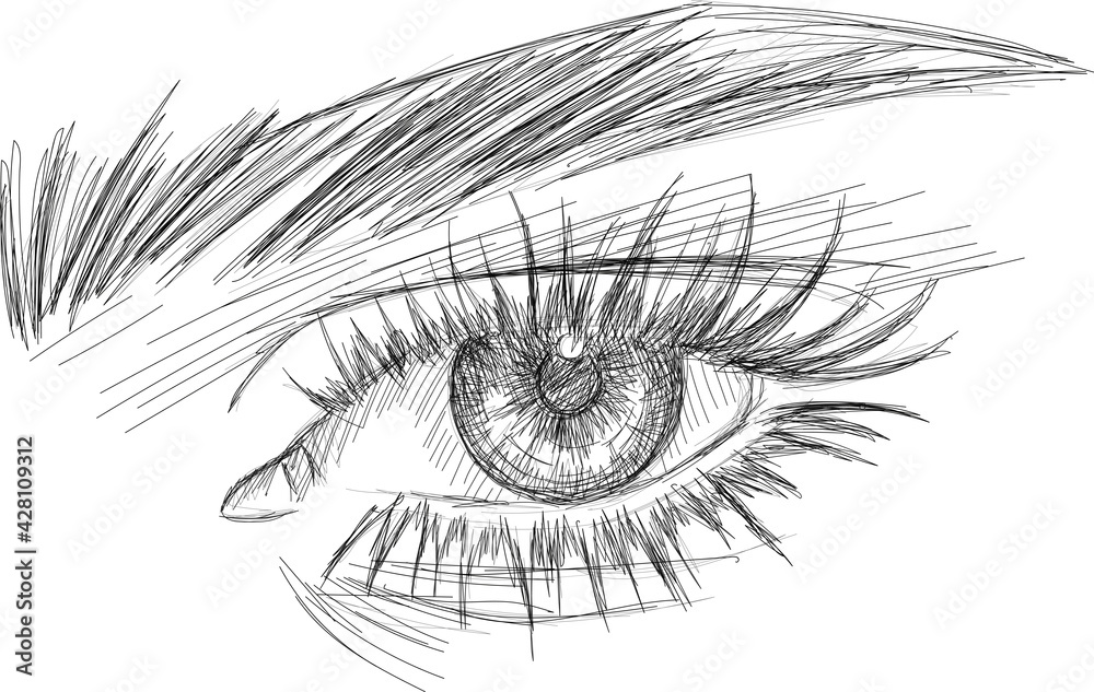 Obraz premium Hand drawn Eye Art . Eye drawing sketch art . 