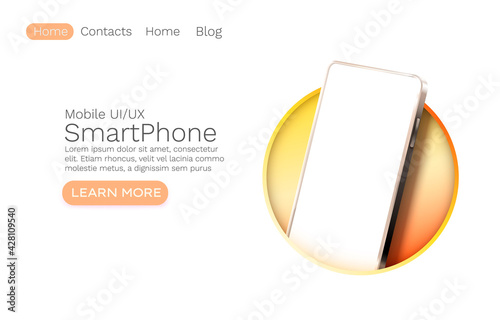 Smartphone mobile screen, technology mobile display light. Vector