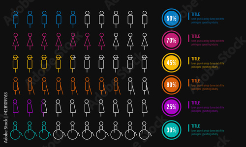 People Infographics, population information pictographic vector for presentation and website	