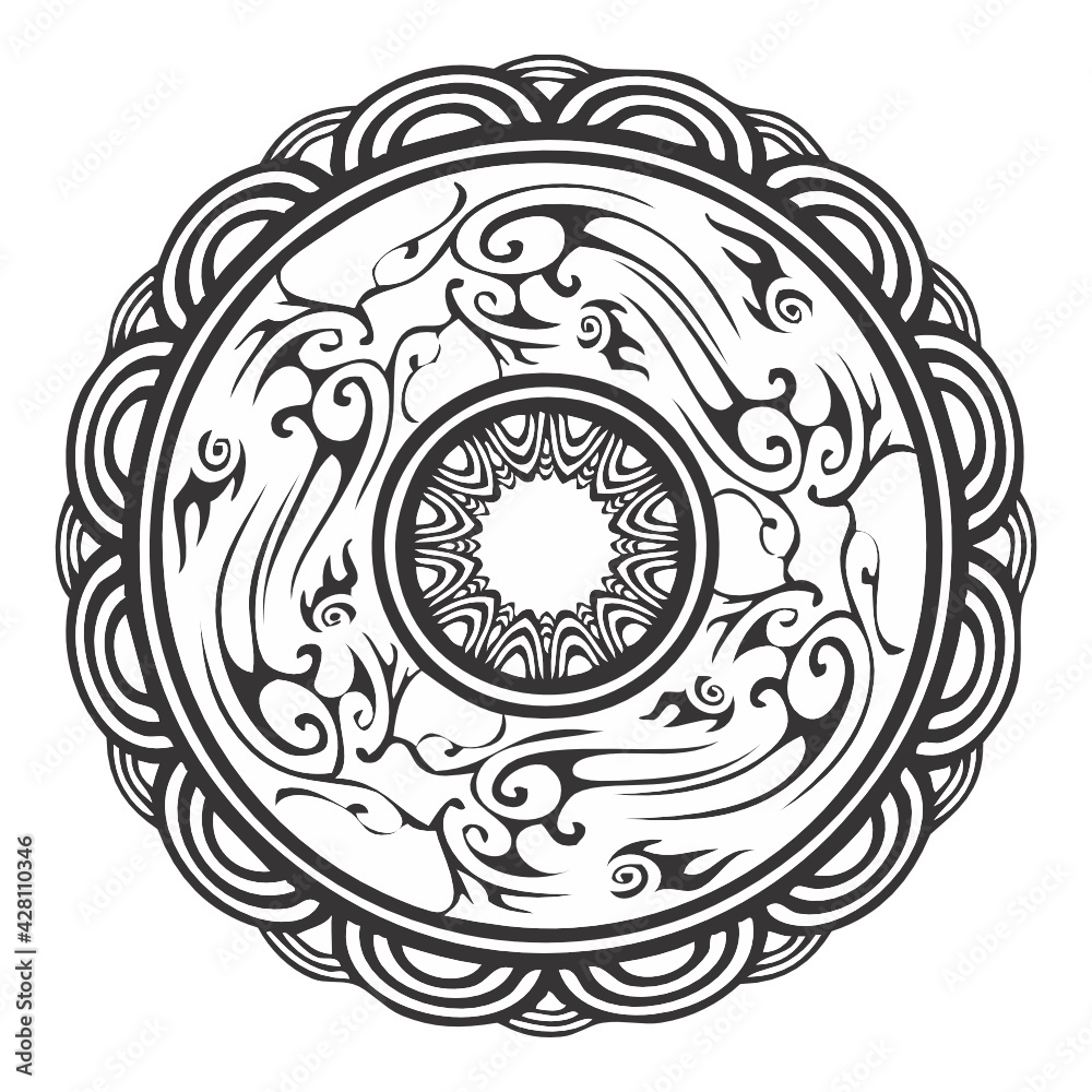 black element for creating a logo pattern, tribal tattoo circle pattern polynesian style, isolated vector frame black element for creating a logo pattern, tribal tattoo circle pattern polynesian style, isolated vector frame