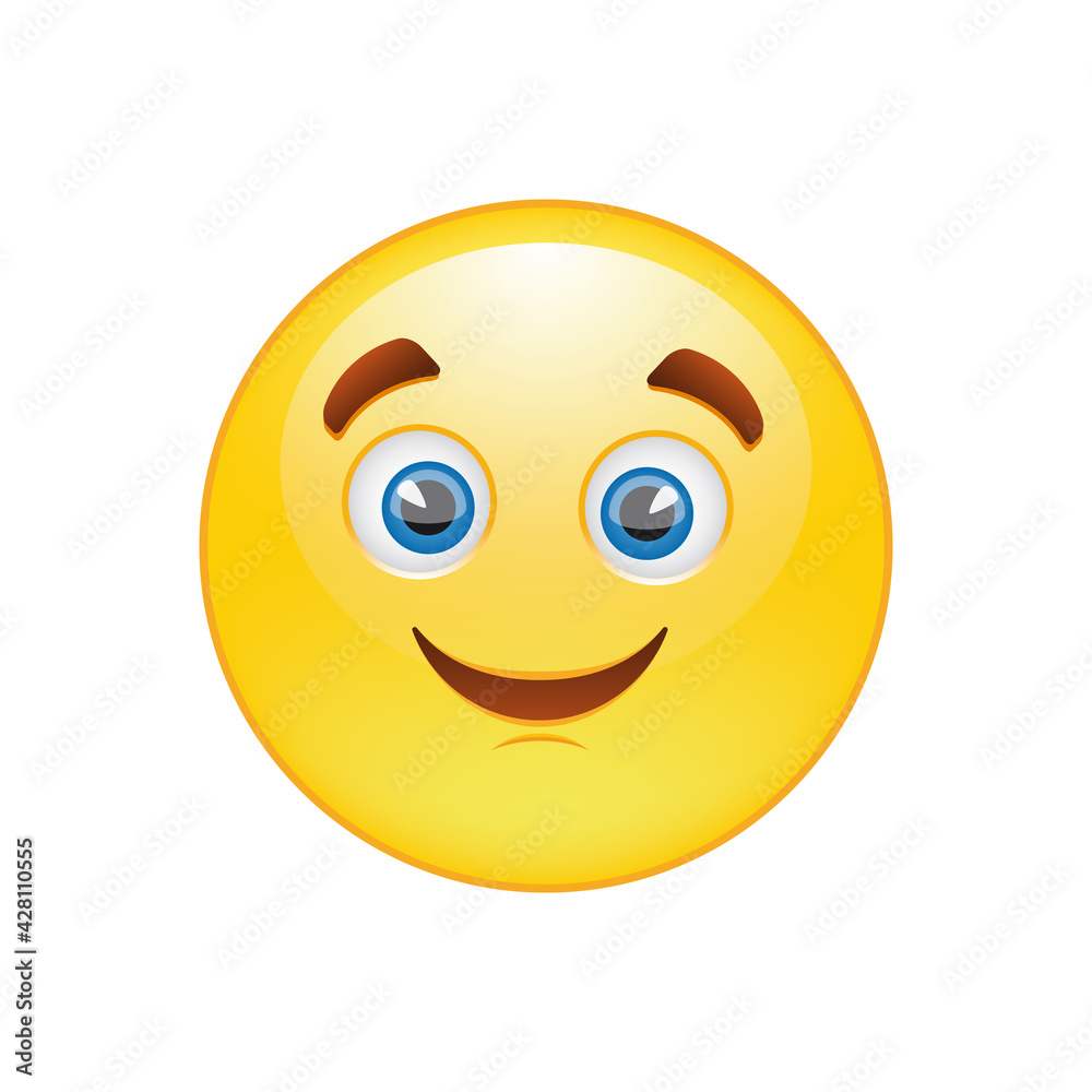 smiley face icon, smile vector emoji. Cute emoticon isolated on white background.
