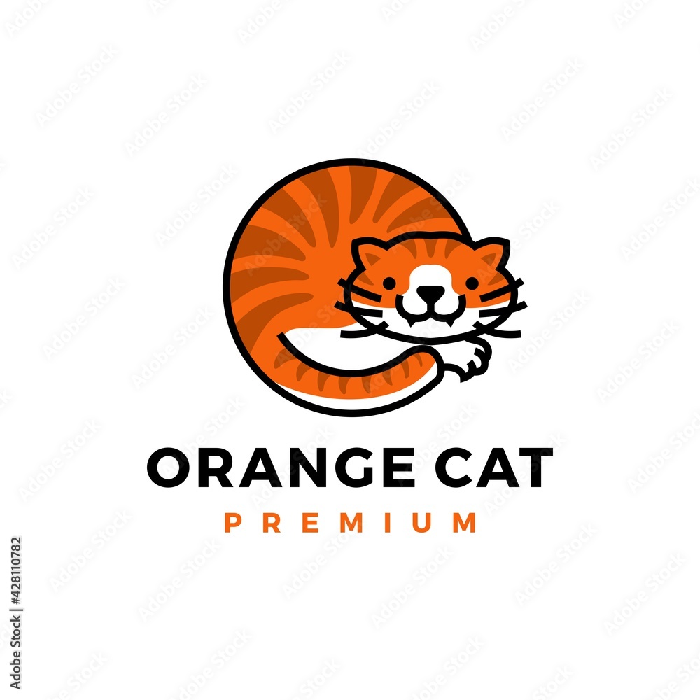 orange cat logo vector icon illustration