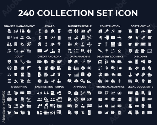 240 modern thin line icons. High quality pictograms. Linear icons set of Award, Business People, construction, etc symbol template for graphic and web design collection logo vector illustration