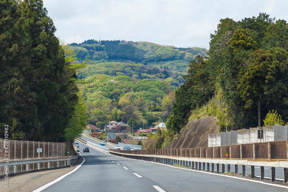 The rural scene on Odawara-nishi expressway in Kanagawa prefecture, Kanto, Japan. The rural scene on Odawara-nishi expressway in Kanagawa prefecture, Kanto, Japan.