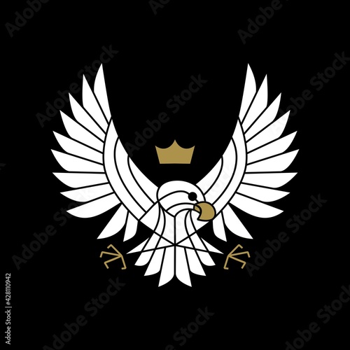 eagle hawk bird of prey motorcycle club logo vector icon illustration