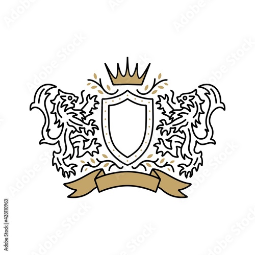 lion coat of arms logo vector icon illustration