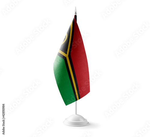 Small national flag of the Vanuatu on a white background