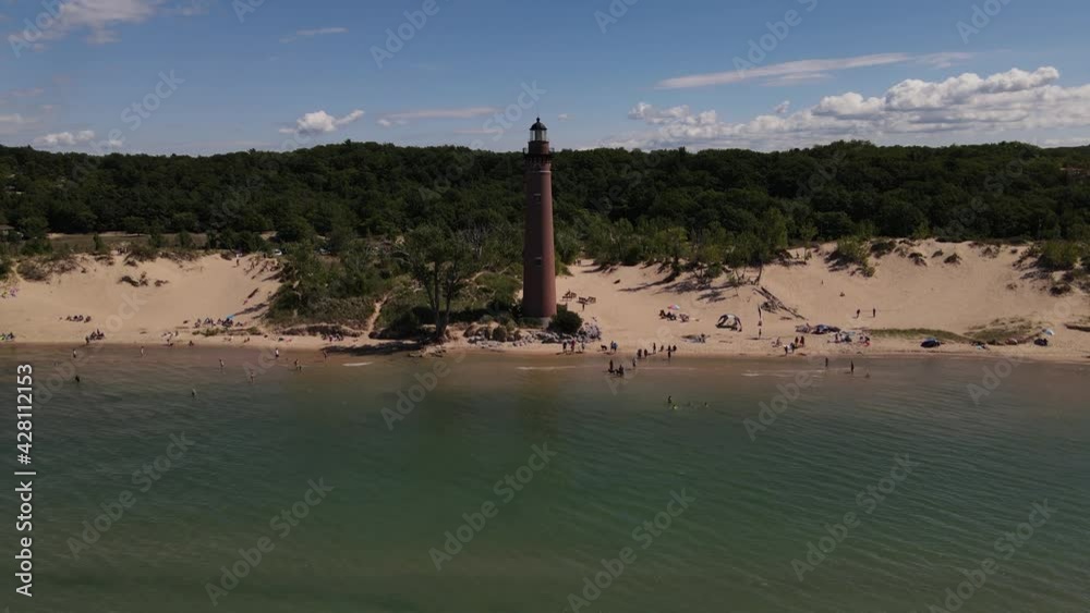 4k drone video of Little Sable Lighthouse in Silver Lake, Michigan in the summer. 4k drone video of Little Sable Lighthouse in Silver Lake, Michigan in the summer.