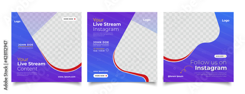 Live streaming youtube, tiktok and instagram social media post template