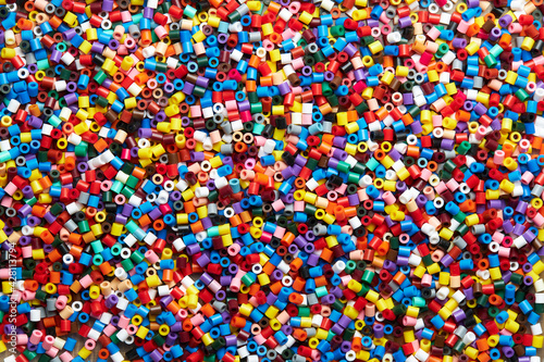 Colorful background made of plastic beads