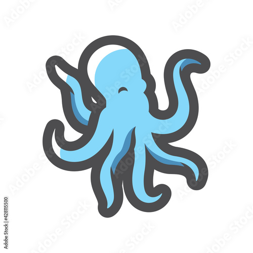 Octopus sea animal Vector icon Cartoon illustration.