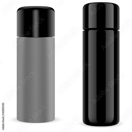 Spray can. Hair spray bottle mockup, aerosol cylinder tube. Aluminum metal paint container. Empty sprayer packaging template blank. Dry shampoo tin, beauty product