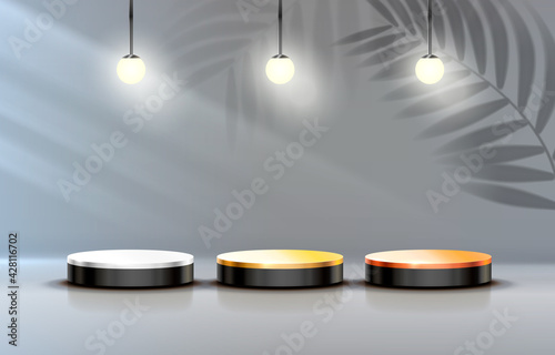 White winners podium for business concepts, Podium set object. Vector