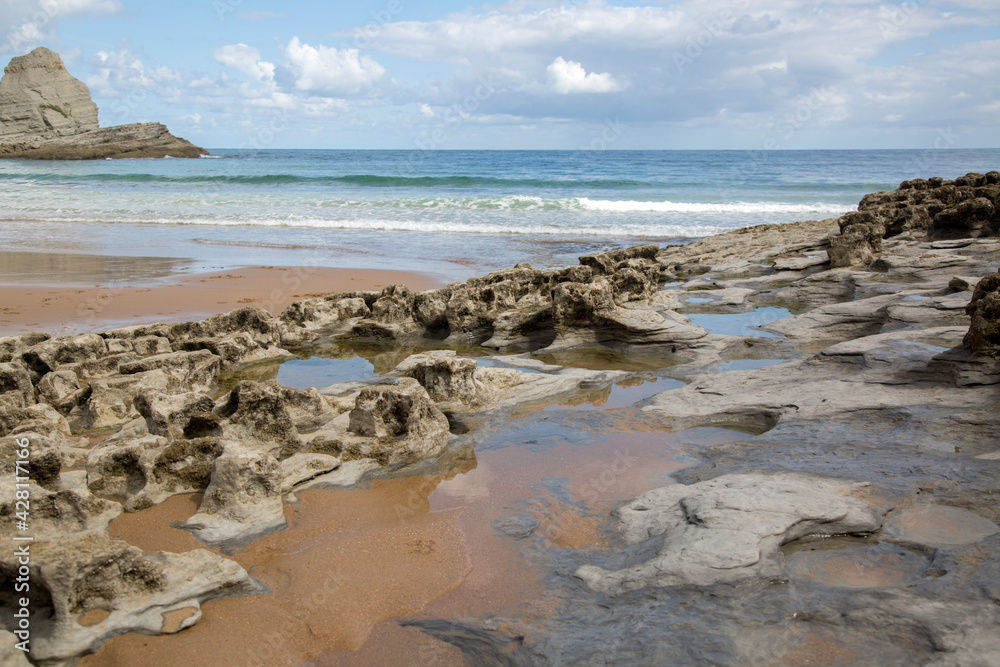 Rocks and Cliff on Langre Beach; Santander Rocks and Cliff on Langre Beach; Santander