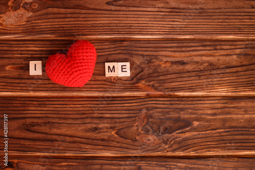 Εκτύπωση καμβά Wooden block letters written phrase I love myself on wood background