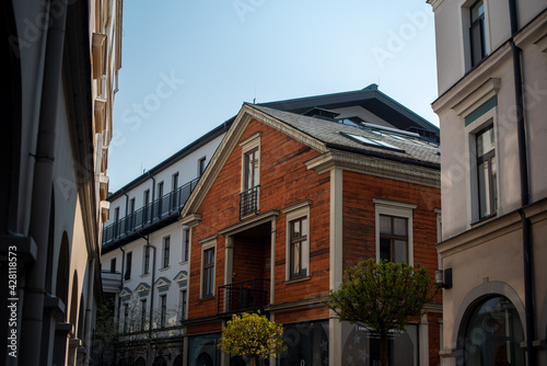 Berga bazars district in Riga, Latvia.  Wooden house