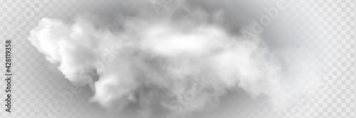 Fog or smoke isolated transparent special effect. White vector cloudiness, mist or smog background.