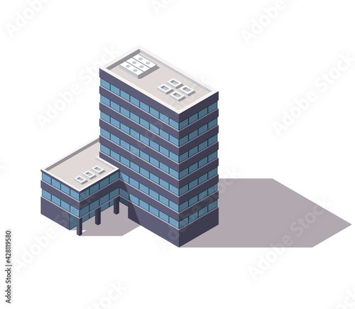 Offices isometric. Architecture building facade of business center. Infographic element. Architectural vector 3d illustration