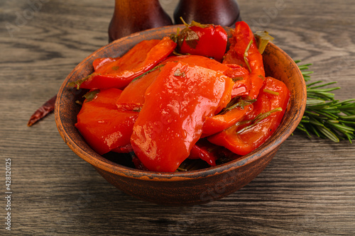 Tasty marinated red bell pepper