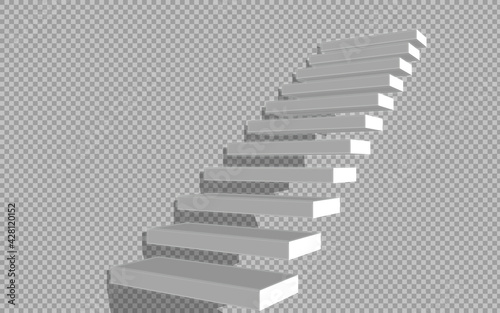 Stairs isolated on transparent background. Steps perspective.