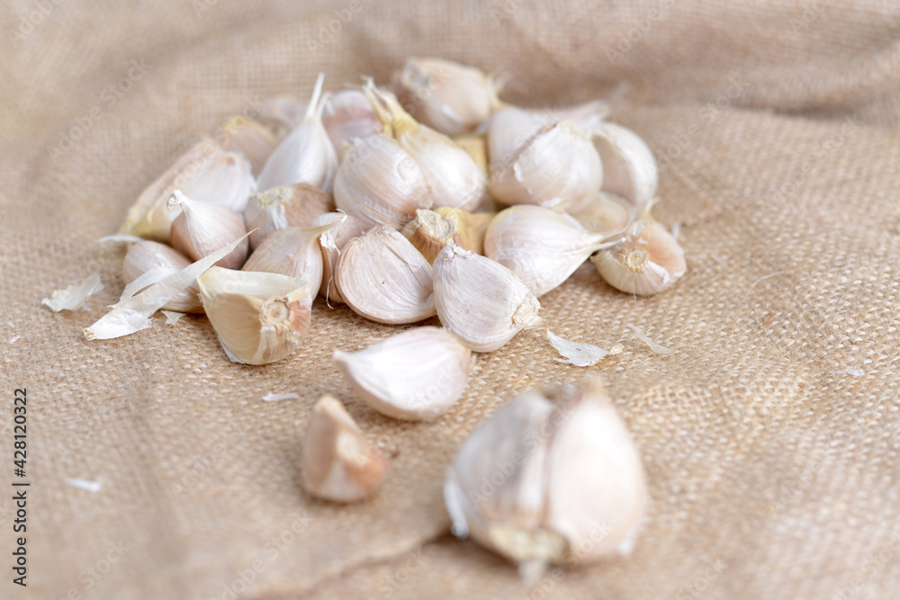 garlic on a wooden background