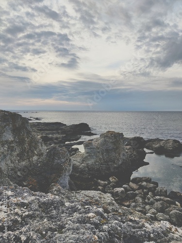 Cliffs and rocks with view of the ocean, on island Gotland outside Sweden