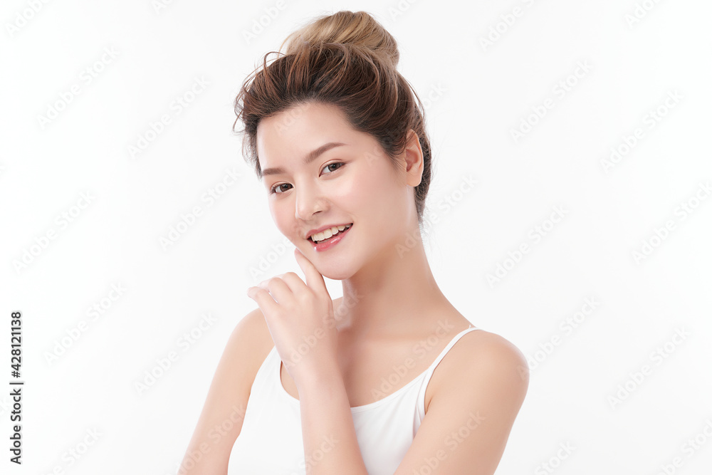 Beautiful young asian woman with clean fresh skin on white background, Face care, Facial treatment, Cosmetology, beauty and spa, Asian women portrait Beautiful young asian woman with clean fresh skin on white background, Face care, Facial treatment, Cosmetology, beauty and spa, Asian women portrait