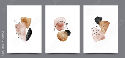 Scandinavian watercolor abstract wall art poster.
