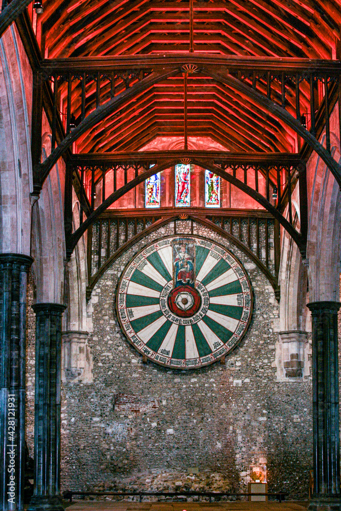 Winchester, England , November 2018 Great Hall King Arthur round table