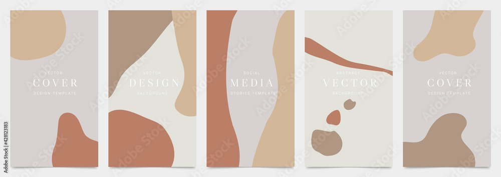 Minimal cover vector design collection. Organic shape abstract arts style background. social media and mobile wallpaper. vector illustration.