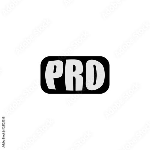 Pro flat icon. Simple style pro version poster background symbol. Logo design element. T-shirt printing.  Vector for sticker.
