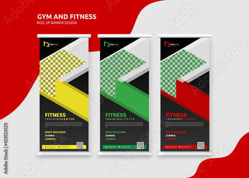 Premium Gym Fitness Roll up Banner Design Template,
Modern Gym Roll Up Banner Design.