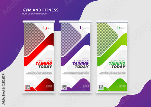 Premium Gym Fitness Roll up Banner Design Template,
Modern Gym Roll Up Banner Design.