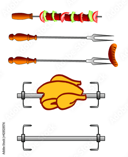 brochettes, grillades, broche