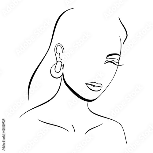 Fashion lineart portrait of young beautiful woman