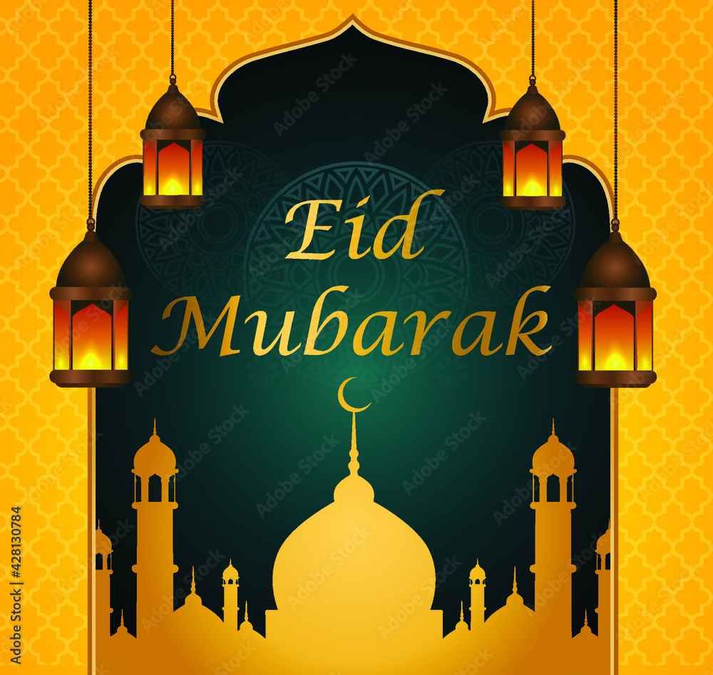 Eid Mubarak background vector illustration. Eid Mubarak Design for greeting card, poster and banner.