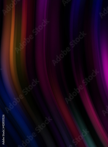 Colorful smooth lines on black background. Liquid and fluid vibrant color waves flowing in the dark. Graphic illustration for wallpaper  banner  background  card  book  cover  poster  banner  brochure