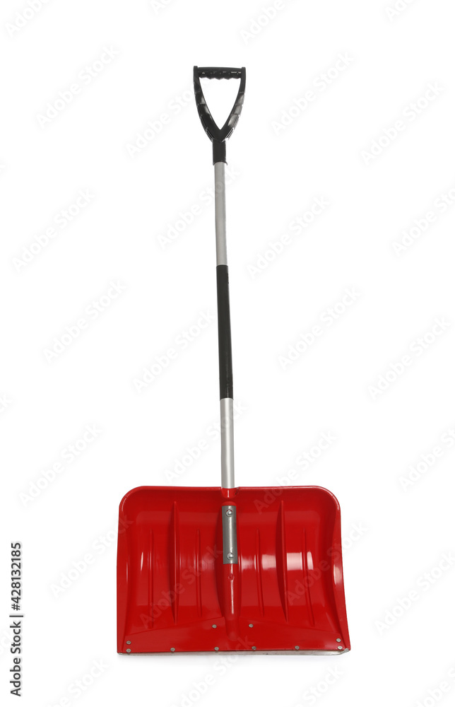 Red snow cleaning shovel isolated on white Red snow cleaning shovel isolated on white
