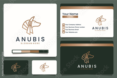 luxurious anubis line art , logo design