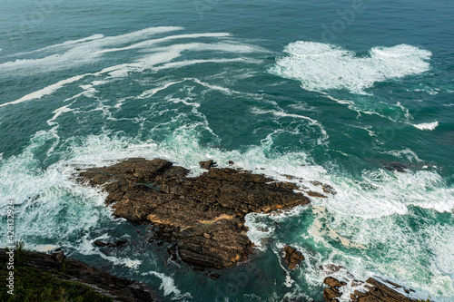 Sea and rocks. Aerial view of sea waves and fantastic Rocky coast. © Ranimiro