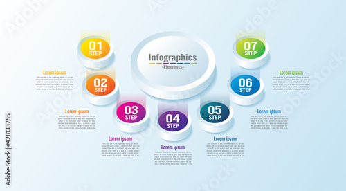 Presentation business infographic elements circle colorful with 7 step