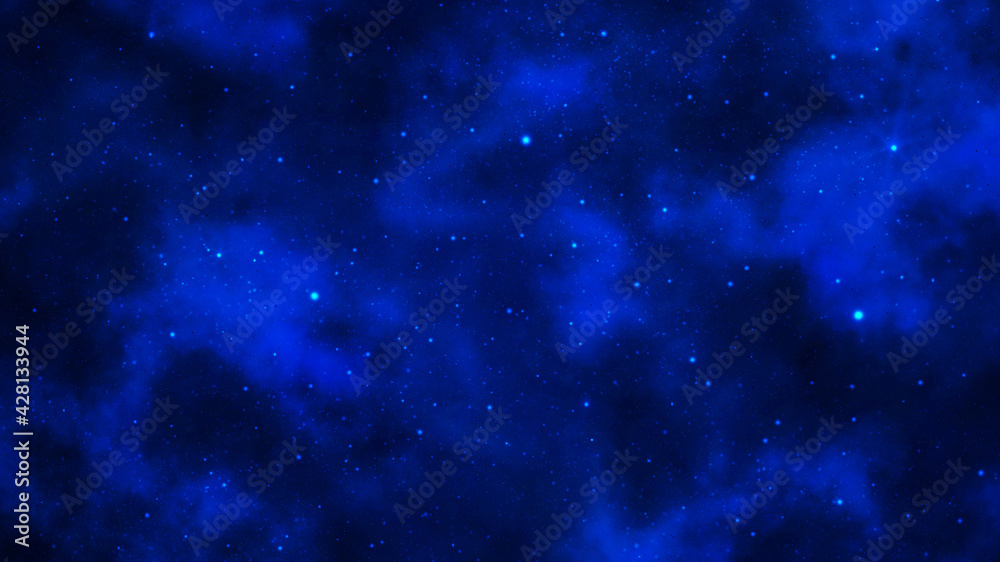 Deep blue starry universe background