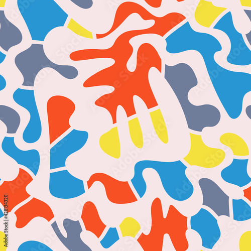 Seamless colorful pattern with abstract shapes