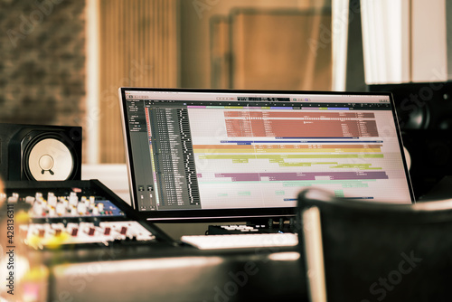 recording studio with computer photo