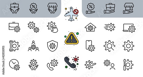 A simple set of settings and options related to Vector Line Icons. Contains icons such as set time, business, phone, and more. Editable Stroke.. 480x480